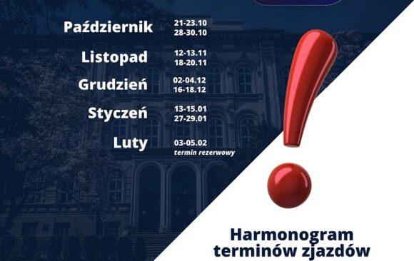 Harmonogram zjazdów dla studentów w semestrze zimowym oraz letnim 2022/2023